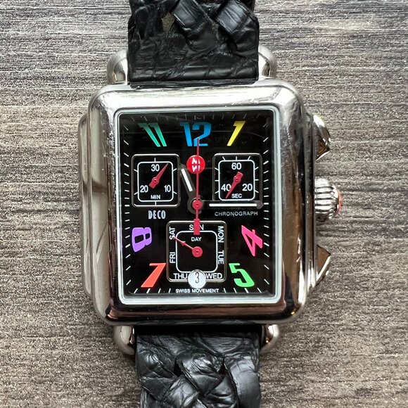 Authentic Michele Carousel Black Dial Deco Day Watch - Picture 2 of 12